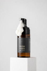 Bloke Soaps Skin Care - Face Foam: Lemongrass & Fingerlime 100mL foaming pump bottle on pedestal